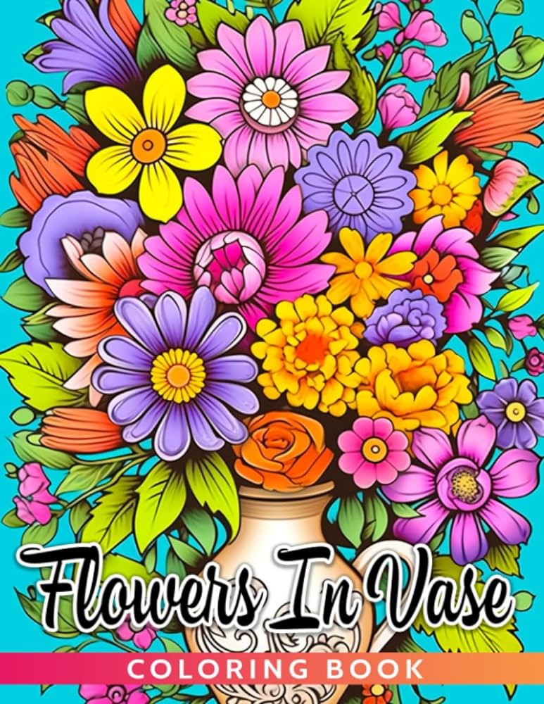 Flowers in vase coloring book stunning coloring pages featuring difficult details have fun with our designs house ted books