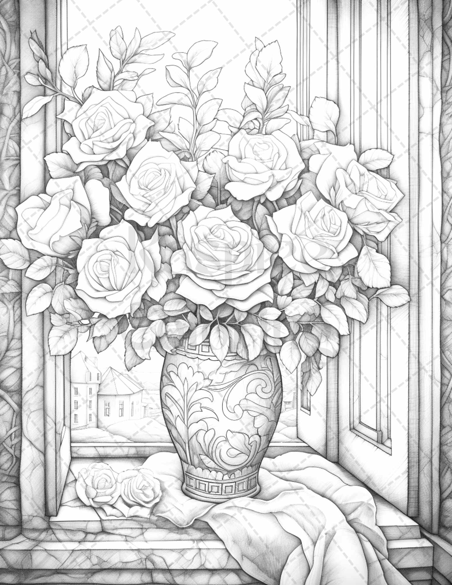 Captivating roses grayscale coloring pages printable for adults pd â coloring