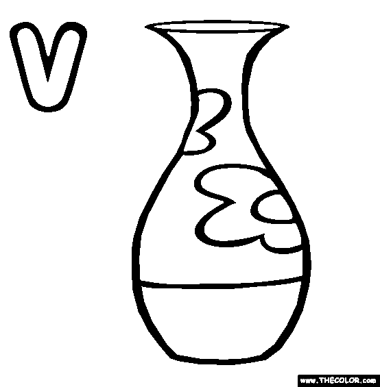 The letter v online alphabet coloring page