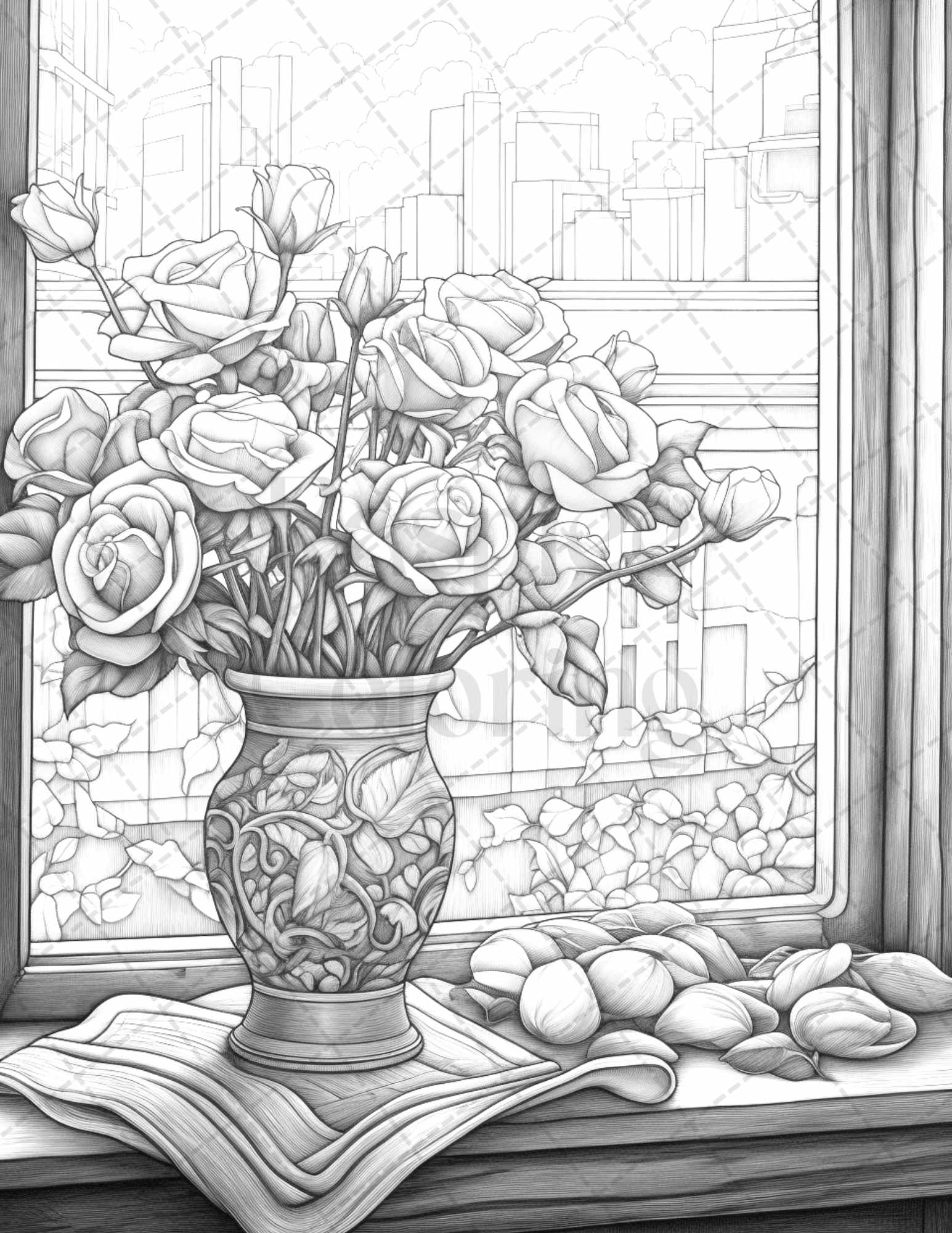 Captivating roses grayscale coloring pages printable for adults pd â coloring