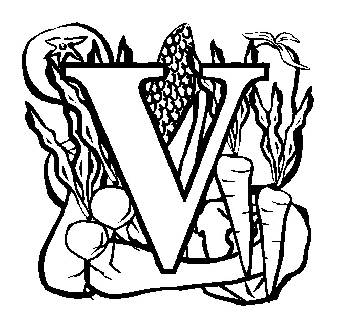 Letter v vegetables coloring page