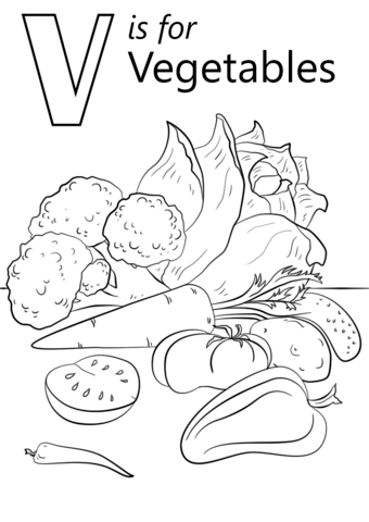 V is for vegetables coloring page from letter v category select from printable craftâ vegetable coloring pages abc coloring pages alphabet coloring pages