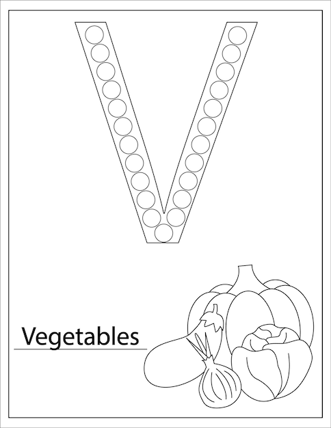 Premium vector dot markers alphabet coloring pages for food topic activities for toddlers and preschoolers