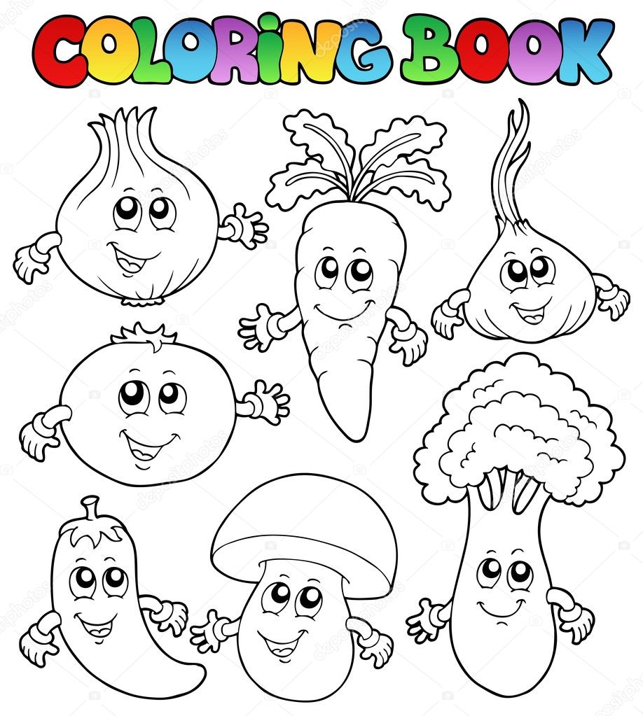 Coloring book with vegetables stock vector by clairev