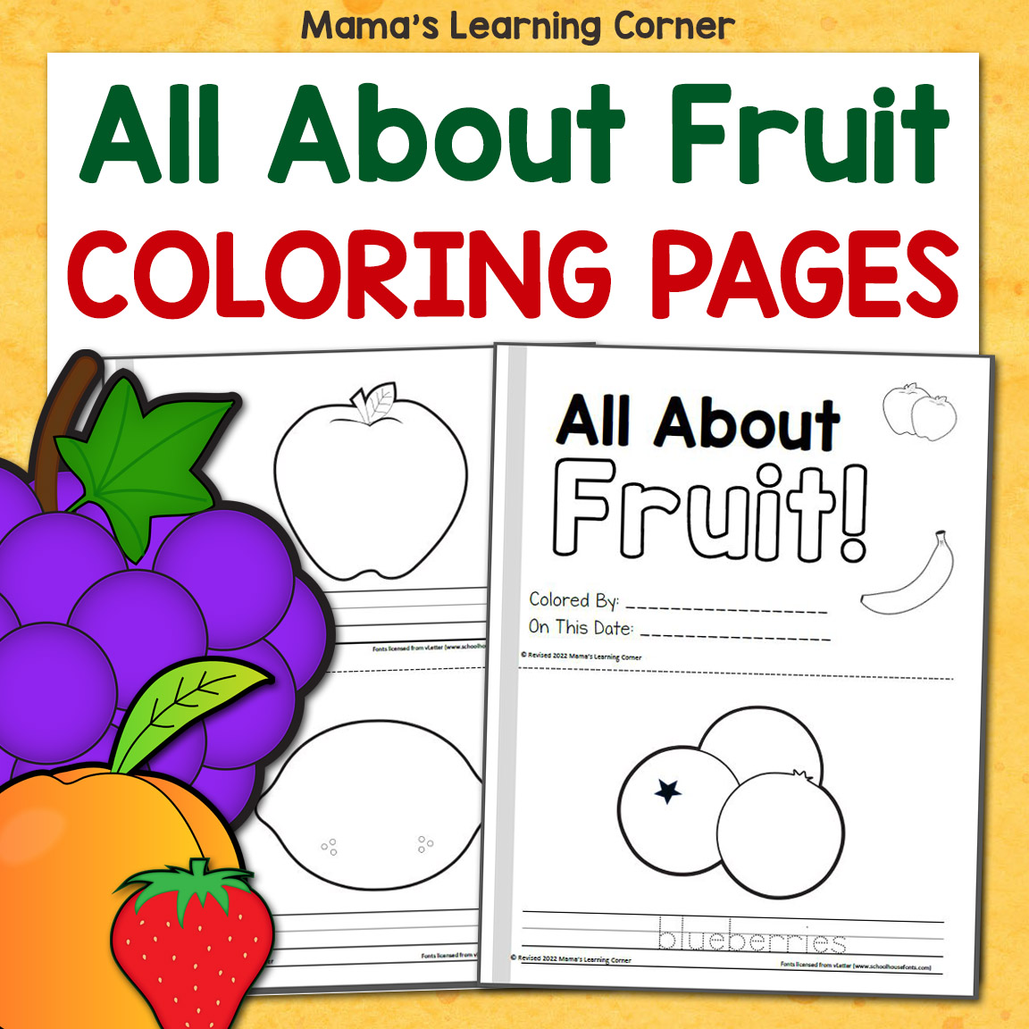 Fruit coloring pages