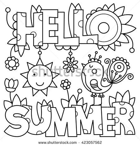 Coloring page black and white vector illustration hello summer pãginas pa colore pãginas pa colore de verano imagenes de felices vacaciones