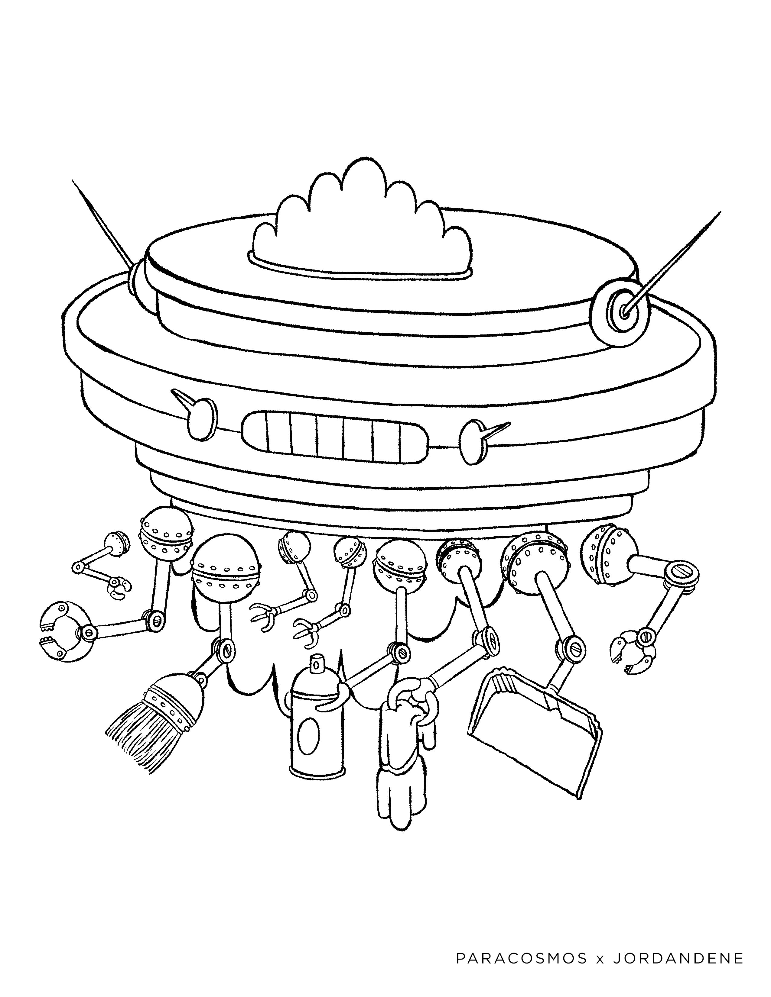 Space roomba free coloring page â