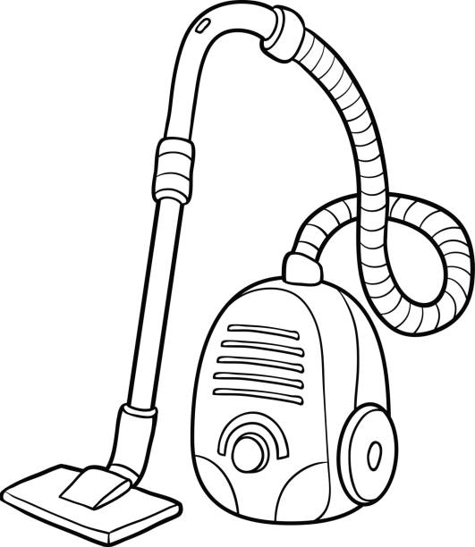 Coloring book vacuum cleaner stock illustration