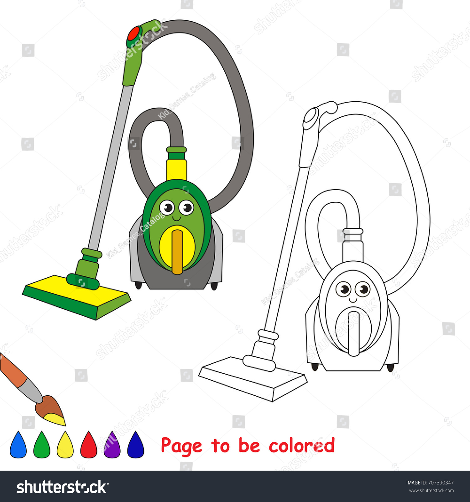 Funny vacuum cleaner be colored coloring stock vector royalty free