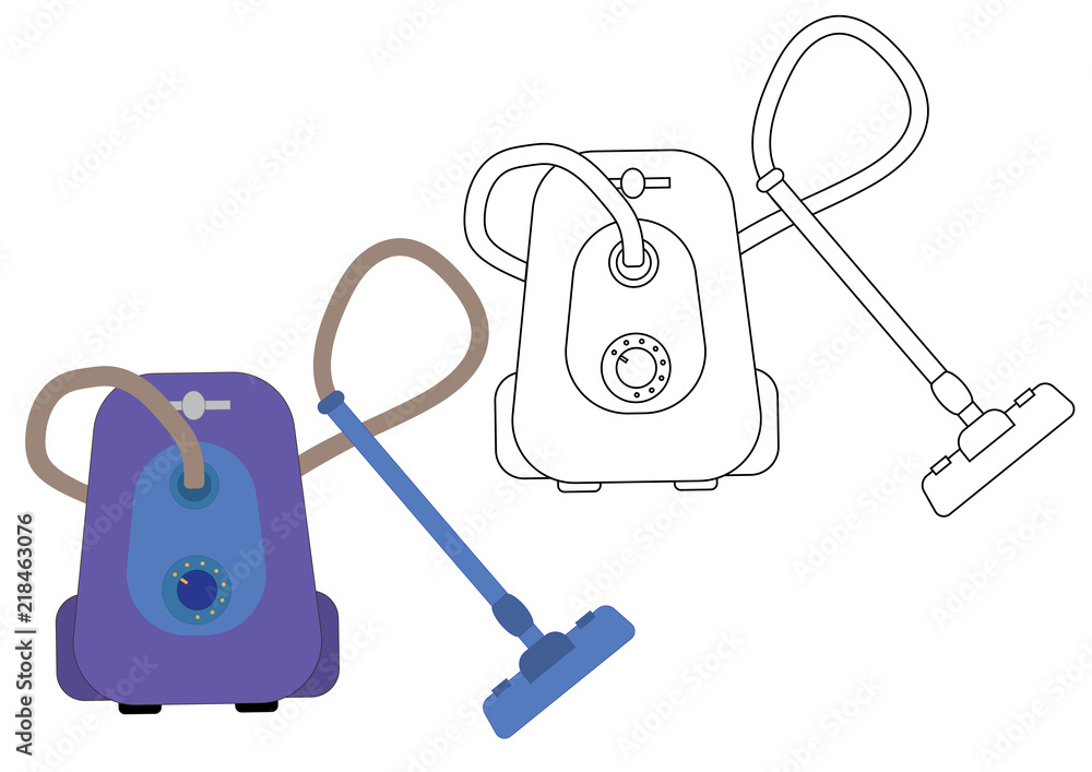 Vacuum cleaner colorful and in white and black colors coloring page vector illustration vector