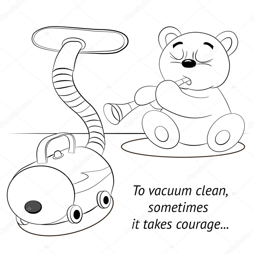Bear and vacuum cleaner stock vector by vitasunny