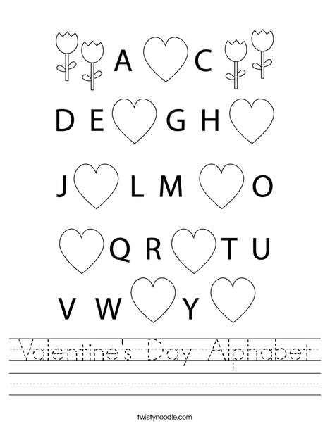 Valentines day alphabet worksheet