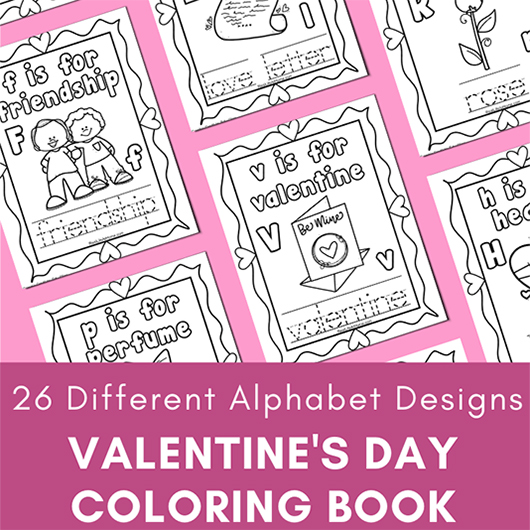 Valentines day alphabet coloring pages for preschool â st grade