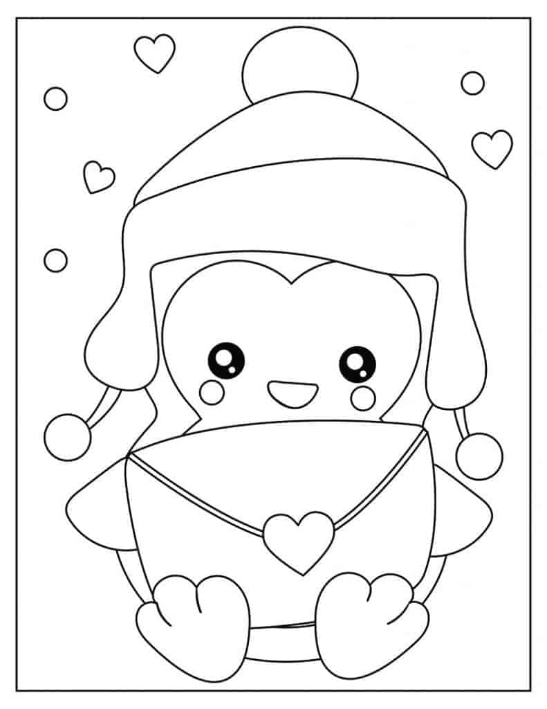 Cute animal coloring pages for valentines day