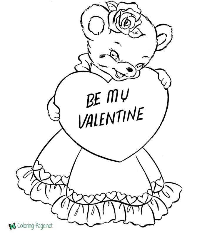 Girl bear valentines day coloring pages