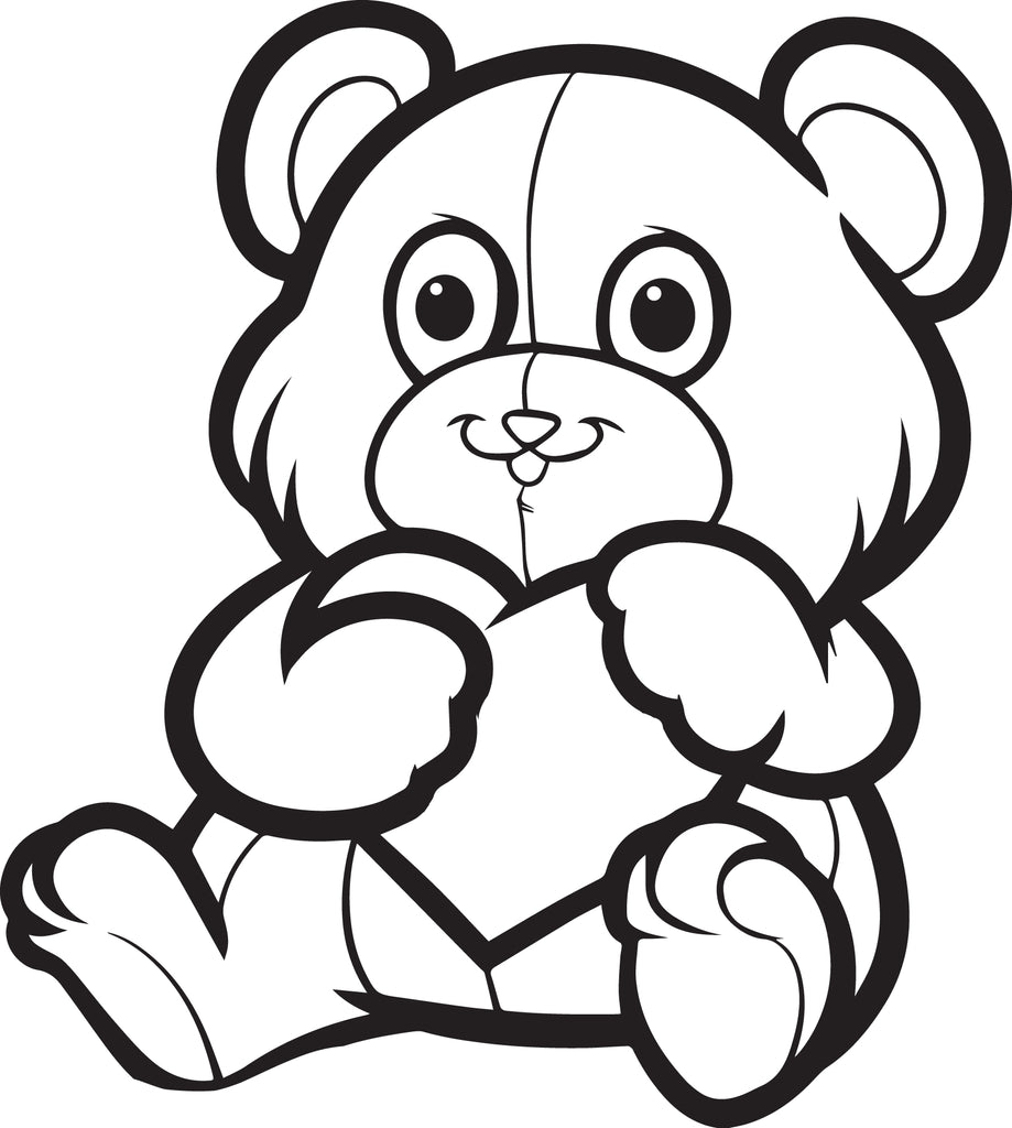 Printable valentines day teddy bear coloring page for kids â