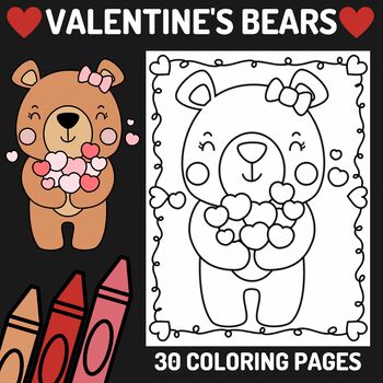 Valentines day teddy bear coloring pages by teachers helper