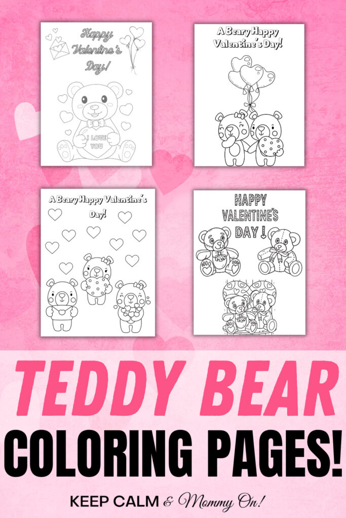 Teddy bear valentines day coloring pages