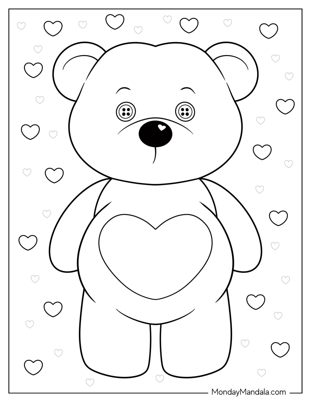 Bear coloring pages free pdf printables