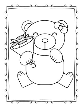 Fun valentines day activity happy bear coloring pages tpt