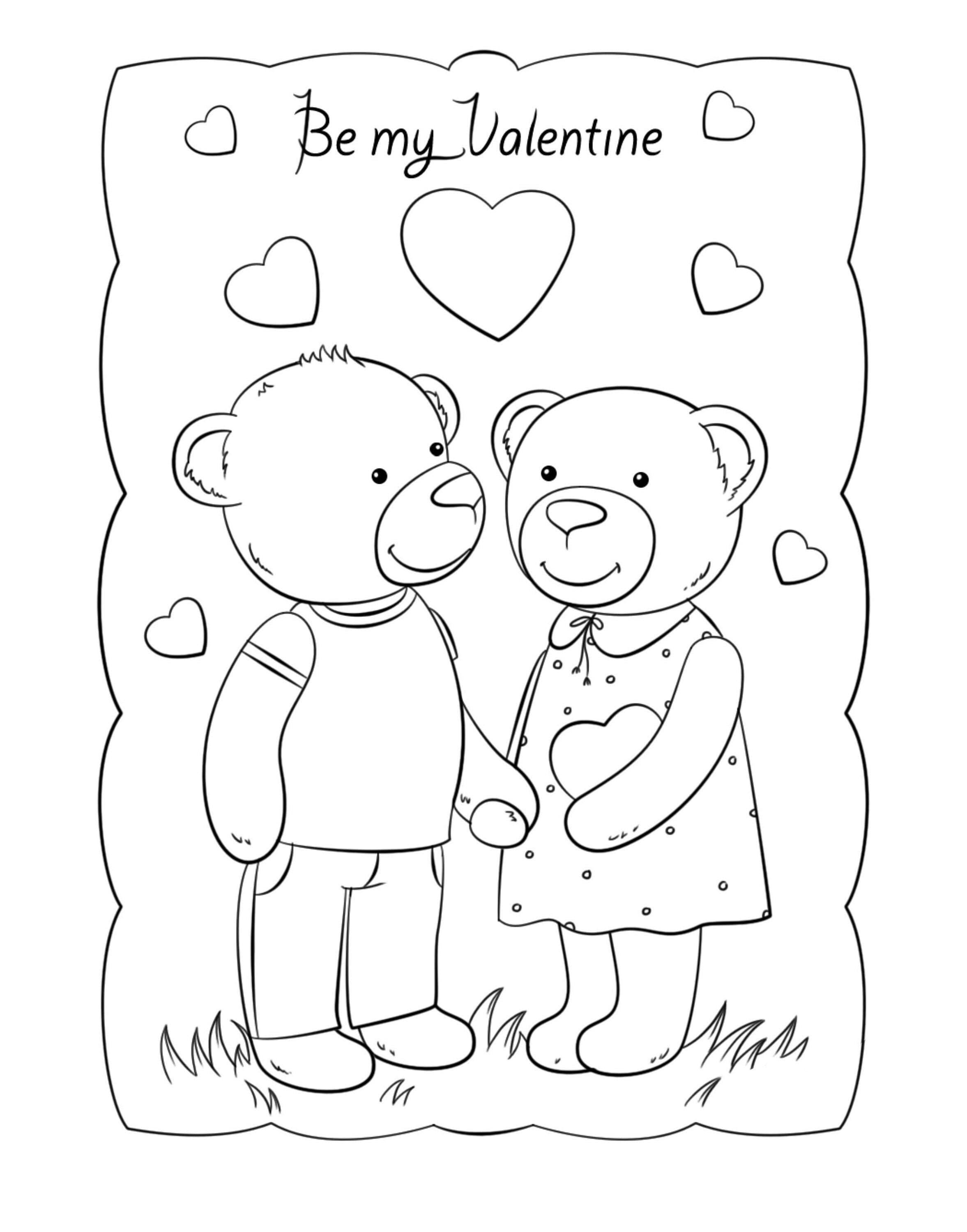 Be my valentine coloring page teddy bears valentines day coloring sheet kids coloring adult coloring valentines printable love day