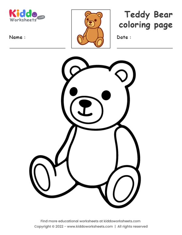 Free printable teddy bear coloring page worksheet