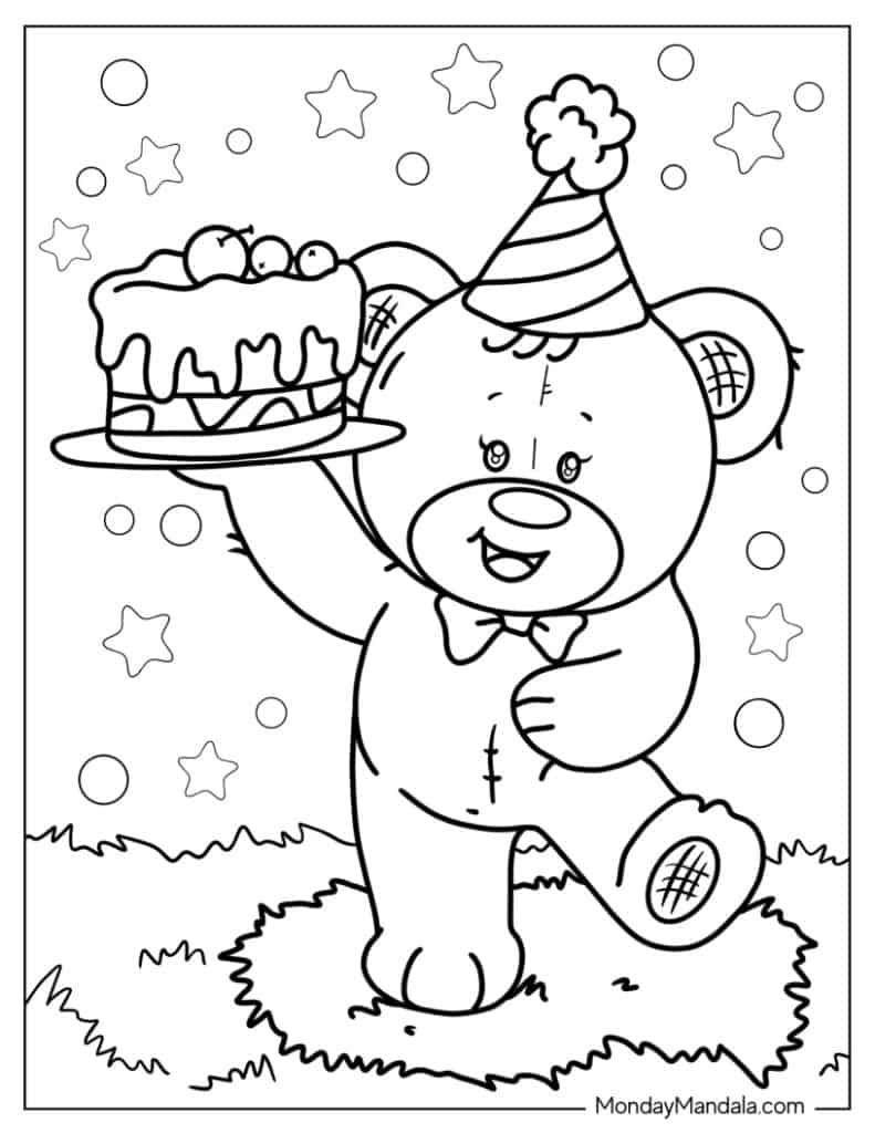 Teddy bear coloring pages free pdf printables