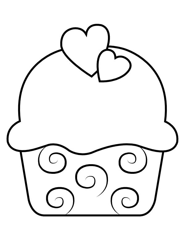 Printable heart cupcake coloring page cupcake coloring pages valentine coloring pages birthday coloring pages