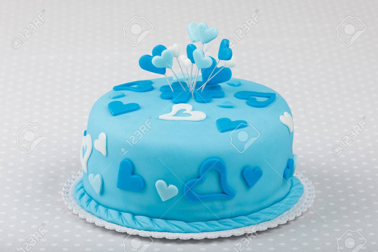 Birthday valentine cake in blue color love concept stock photo picture and royalty free image image