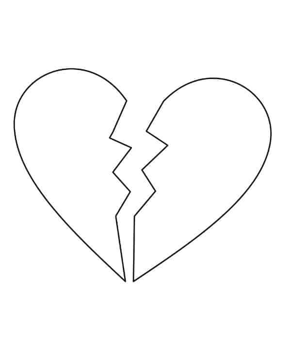 Broken heart coloring pages