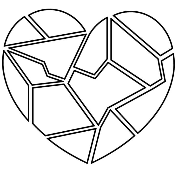 Valentines day broken heart coloring page