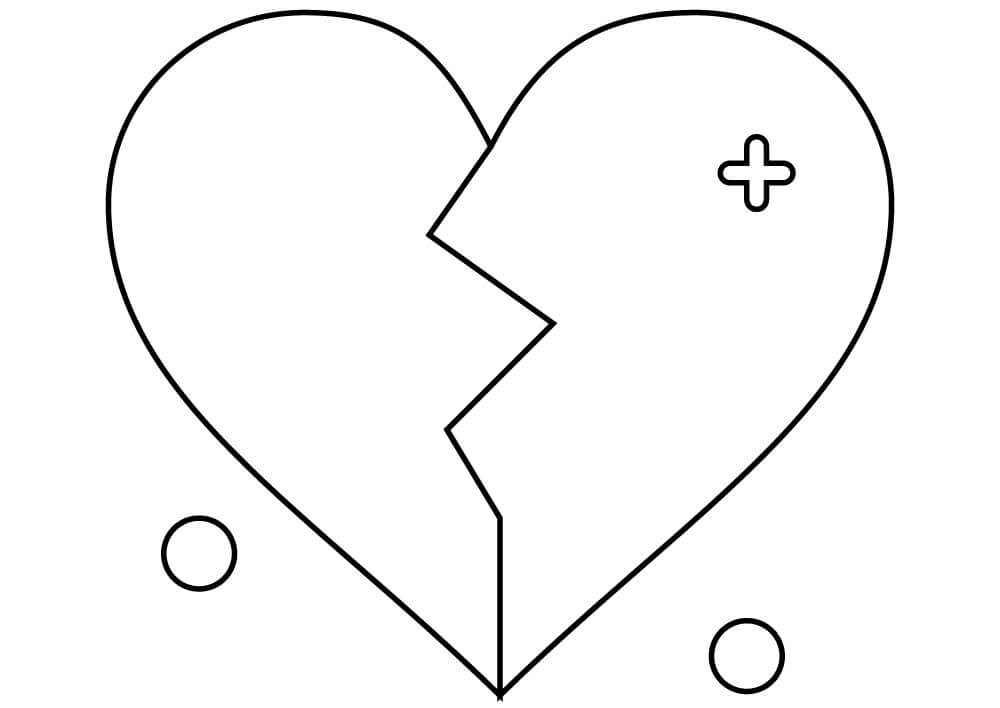 Valentines day broken heart coloring page