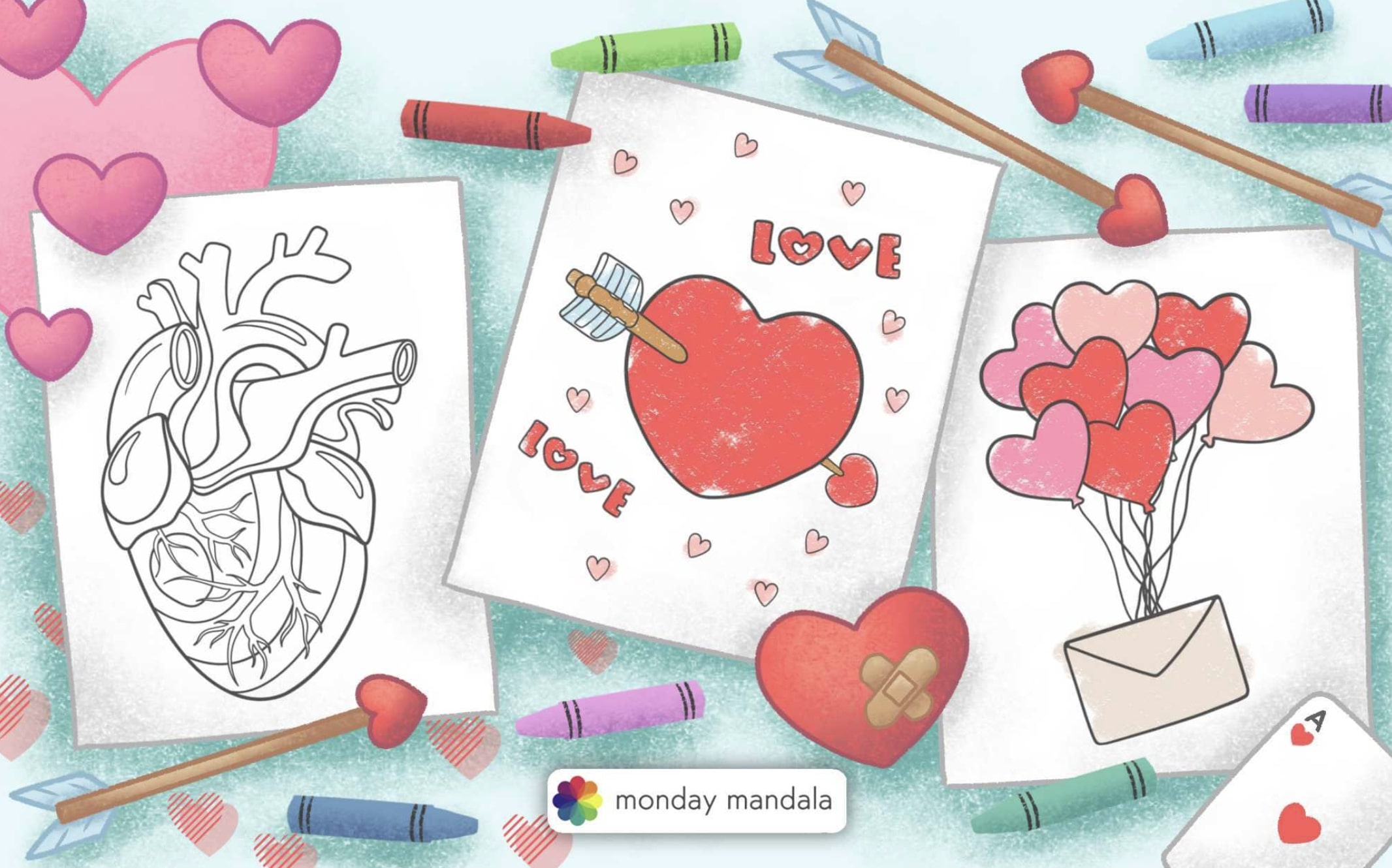 Heart coloring pages free pdf printables