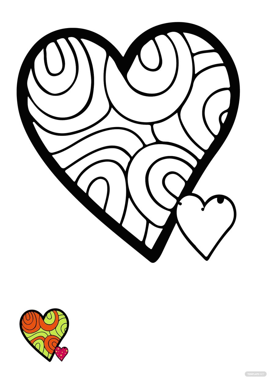 Heart coloring page in pdf