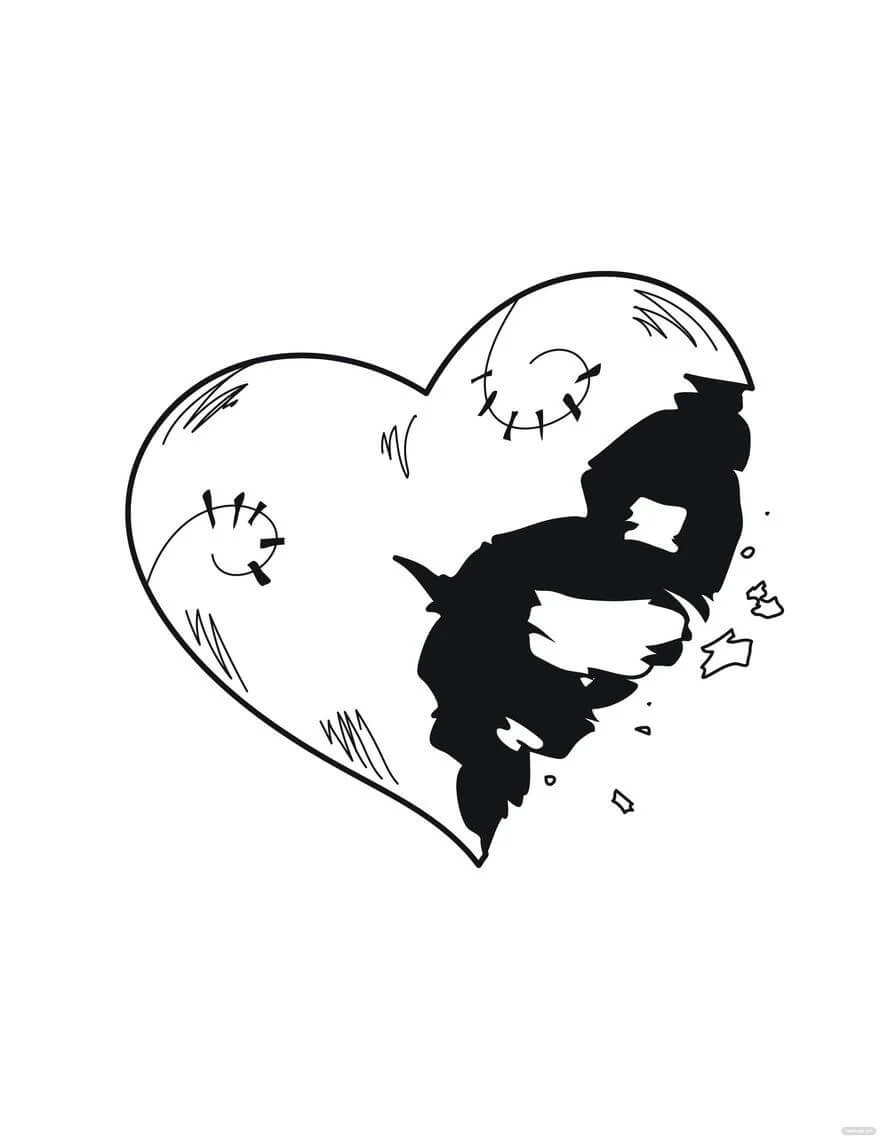 Valentines day broken heart coloring page