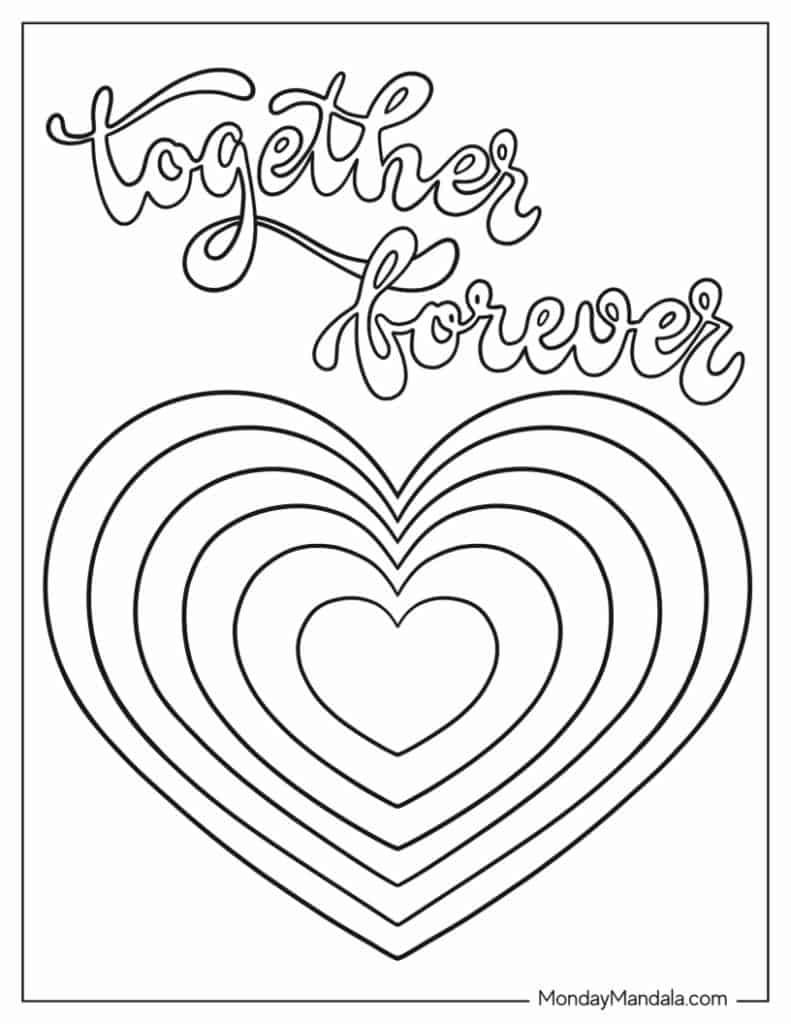 Heart coloring pages free pdf printables