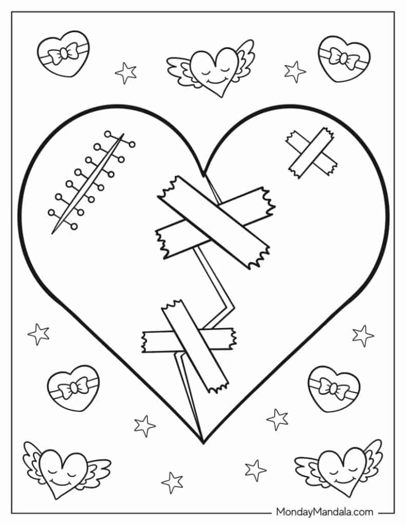 Heart coloring pages free pdf printables