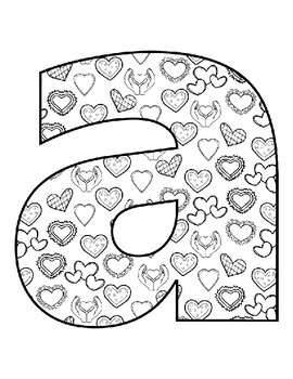 Valentines day letter coloring pages upper and lower case included