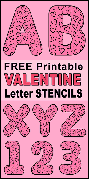 Valentine lettering printable love font with hearts â diy projects patterns monograms designs templates