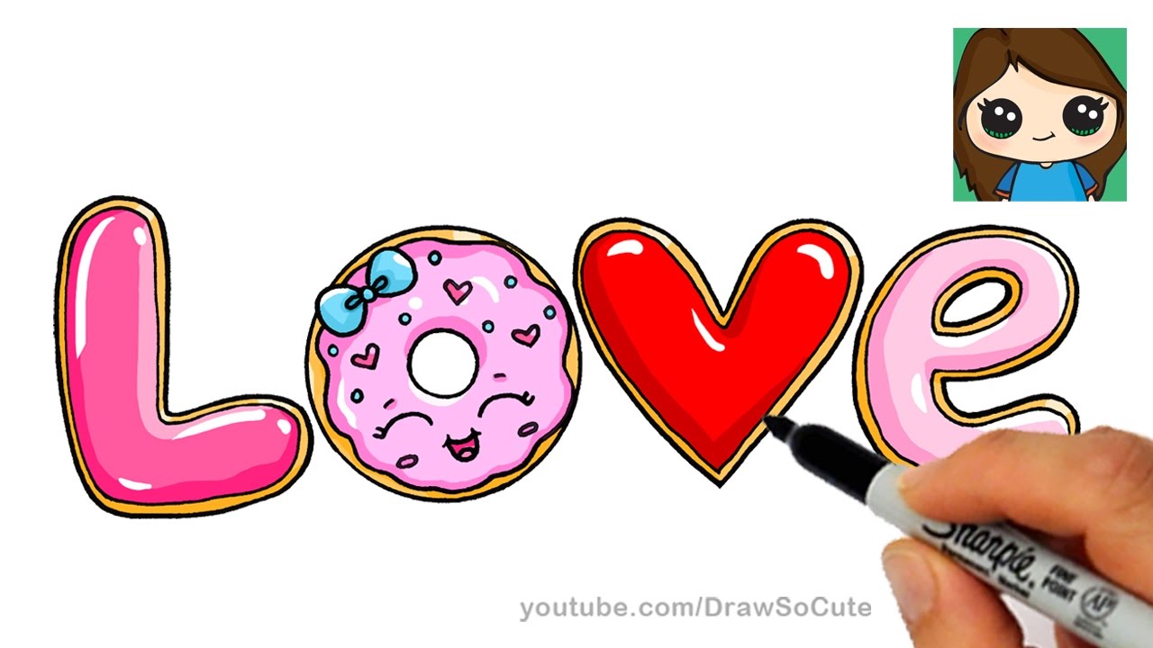 How to draw love in bubble letters donut and cookies