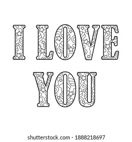 Love you quote coloring book coloring stock vector royalty free