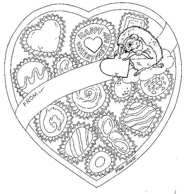 Valentine candy coloring page