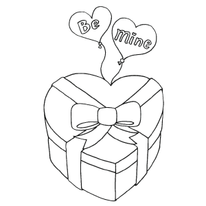 Valentine candy box coloring page