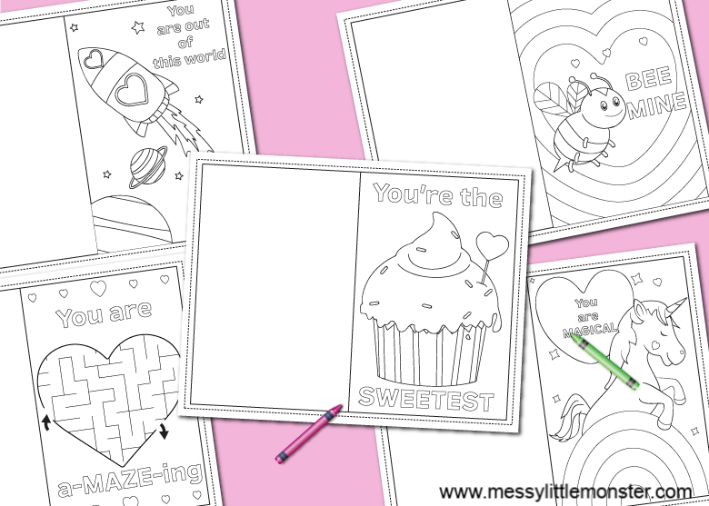 Printable coloring valentines day cards