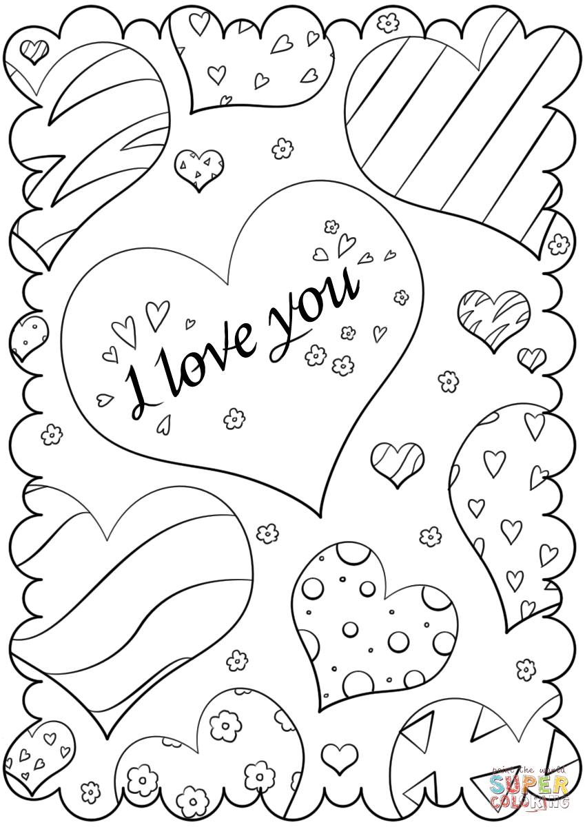 Valentines day card i love you coloring page free printable coloring pages