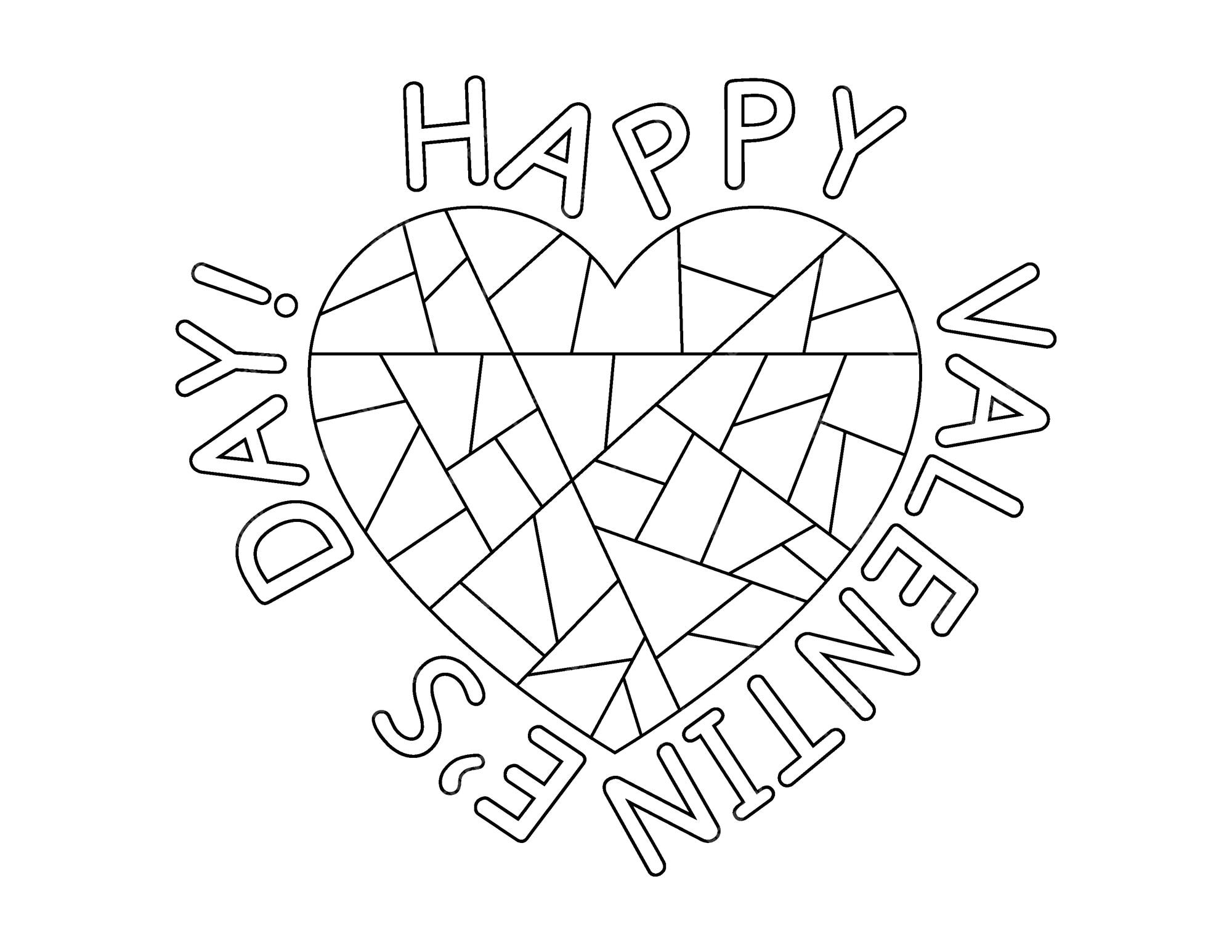 Premium vector happy valentines day coloring page for kids heart coloring greeting card