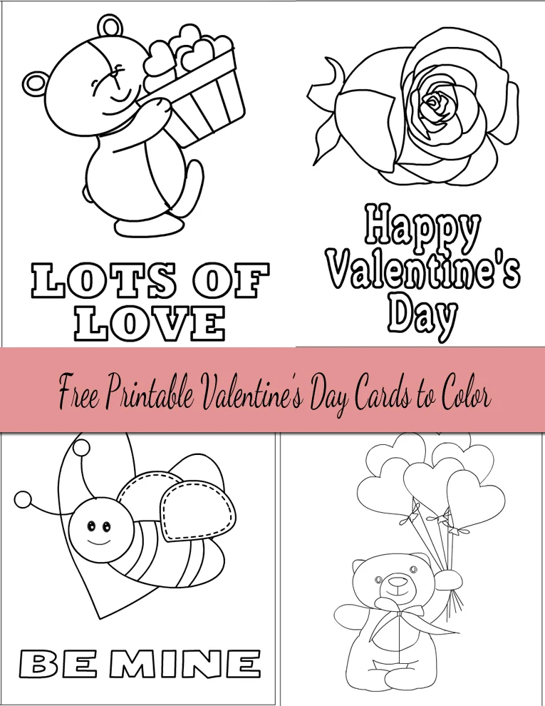 Free printable valentines day cards to color