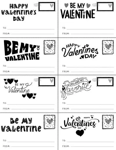 Free black and white printable valentine cards for kids