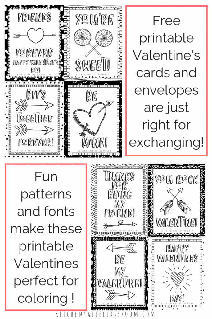 Printable valentine cards to color