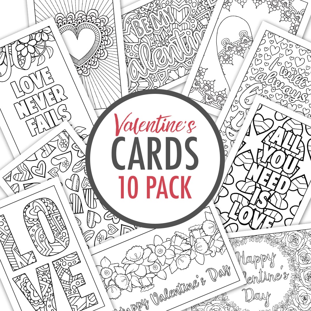 Valentines day cards set of